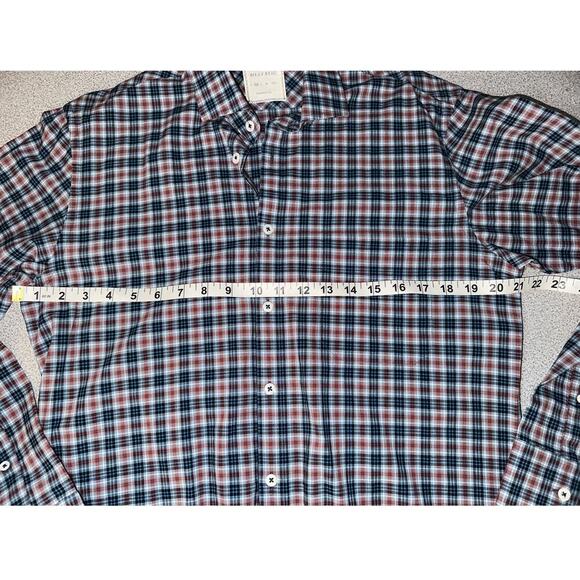 Billy Reid Mens Sz M Plaid Button Up Cotton Shirt‎ Standard Cut Red White Blue - Picture 3 of 7
